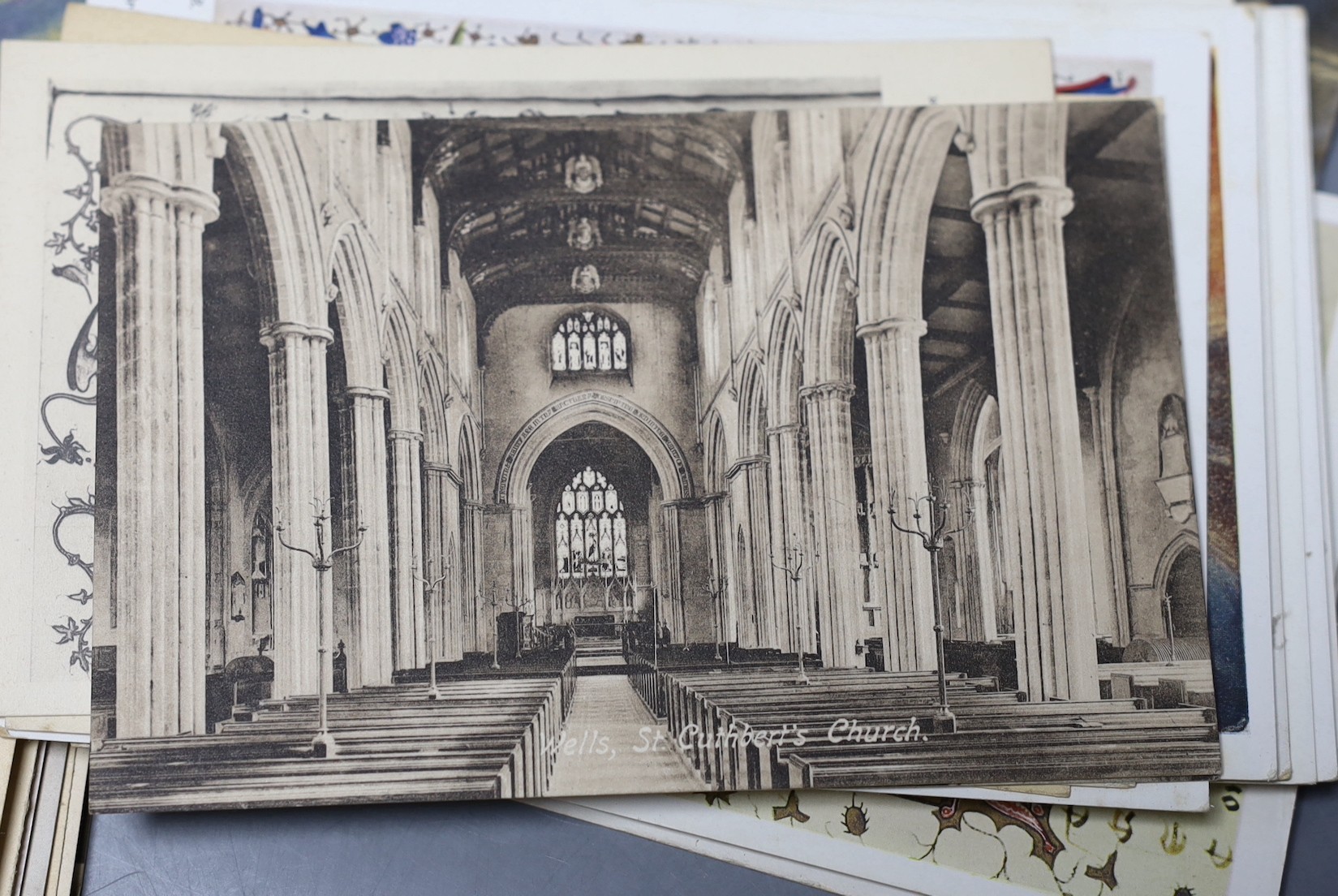 A collection of 20th century and later postcards including bi-plane, The British Museum, Sussex and others.